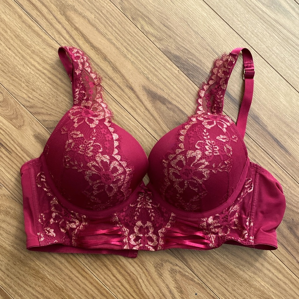 Boost plunge longline bra 40C red lace